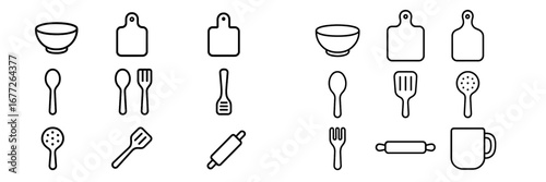 Collection of kitchen utensil icons