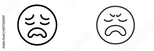 Sad face icon with crying mouth