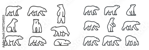 Polar Bear Icons Set