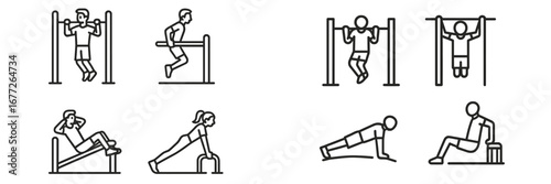 Fitness exercises icons
