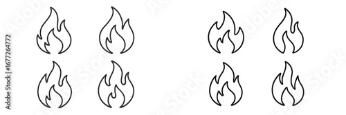 Set of stylized flame icons