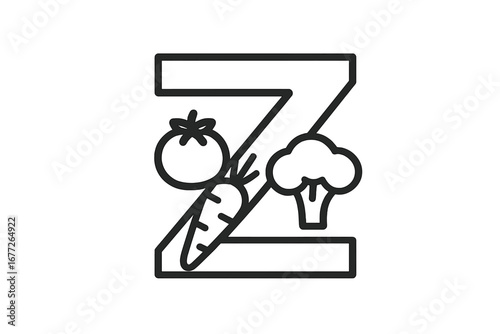 Outline of vegetables inside letter Z