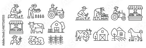 Farm life and agriculture icons
