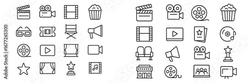 Collection of movie and cinema icons
