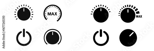 Set of icons for volume control and power button