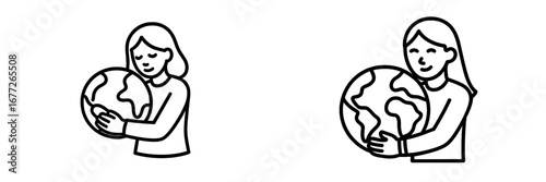 Person holding planet earth icon