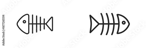Two stylized fish skeletons on a black background