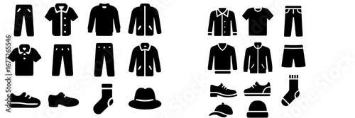 Collection of clothing and footwear icons