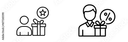 Customer loyalty program icon with gift and star