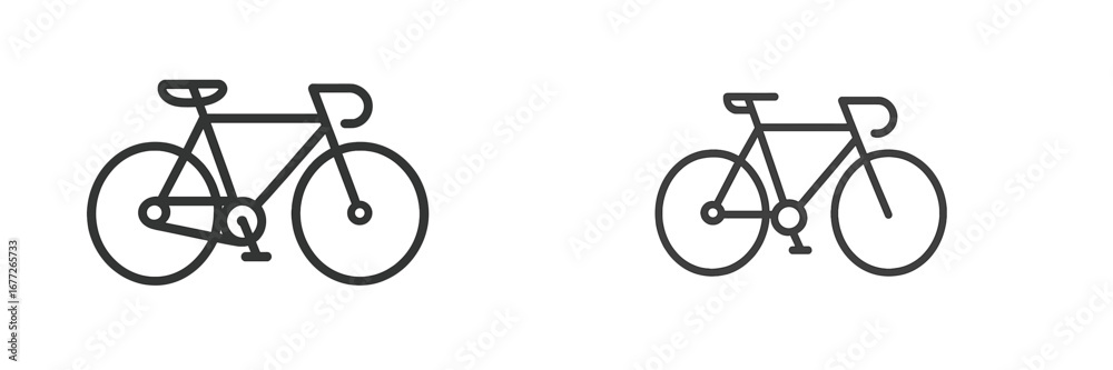 Fototapeta premium Two bicycles icons, one with chain, one without