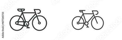 Two bicycles icons, one with chain, one without