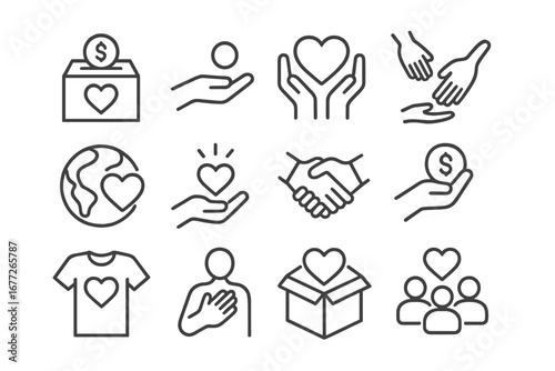 Charity and Donation Icons Set