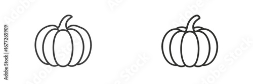 Outline of two pumpkins on a black background