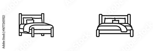 Simple Line Art of Two Beds