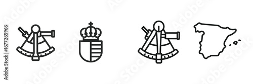 Nautical Instruments and Spanish Map Icons