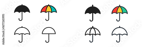 Set of umbrella icons in different styles