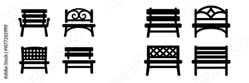 Collection of bench and chair silhouettes