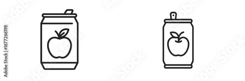 Two cans with icons