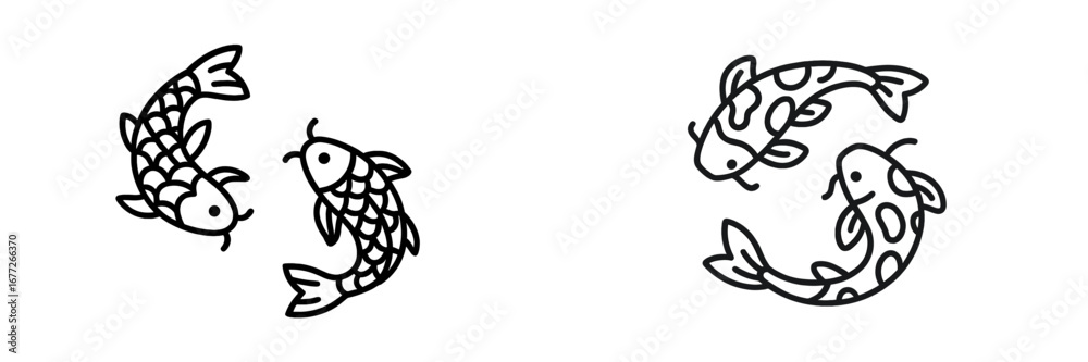 Obraz premium Two stylized koi fish in a yin yang symbol