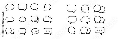 Collection of speech bubble icons in outline style
