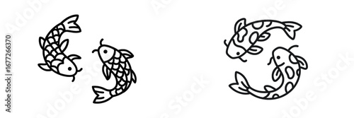 Two stylized koi fish in a yin yang symbol