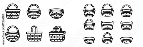 Collection of Wicker Basket Icons