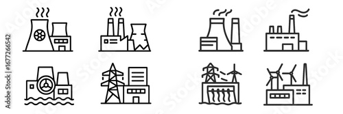 Set of industrial power plant icons
