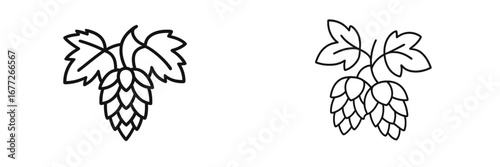 Hop cones with leaves outline