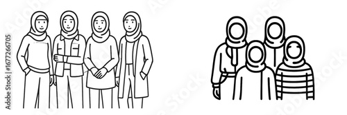 Diverse group of women wearing hijabs