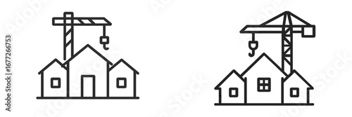 Construction crane building houses icon