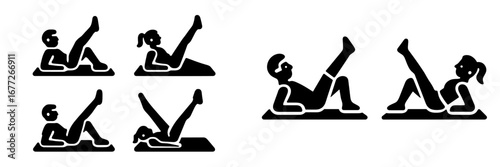 People doing core exercises on mats