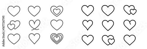 Collection of heart outlines and shapes