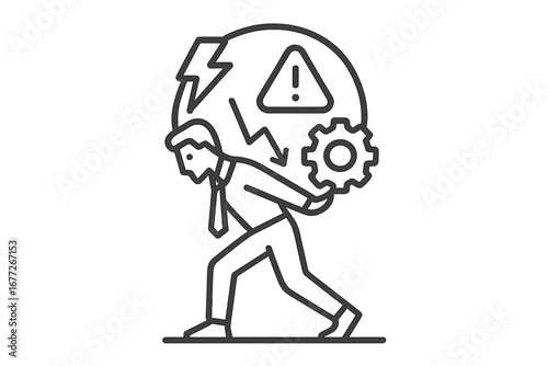 Man carrying heavy burden of business risks and challenges