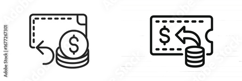 Money transfer and financial transaction icons