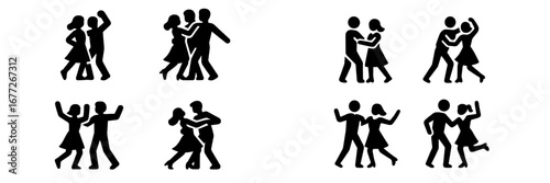 Couple dancing silhouettes