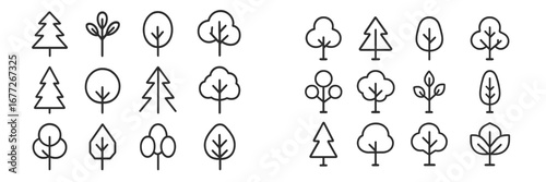Collection of stylized tree icons
