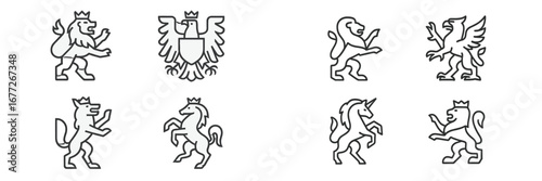 Collection of heraldic animals and symbols