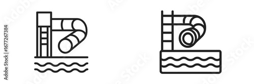 Water slide icon with pool and ladder