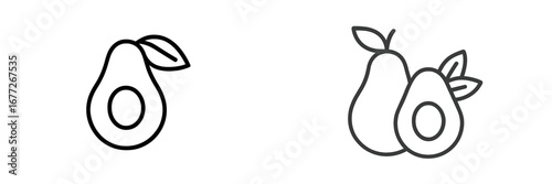 Avocado outline icon with leaves