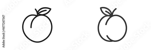 Simple line art of two fruits with leaves