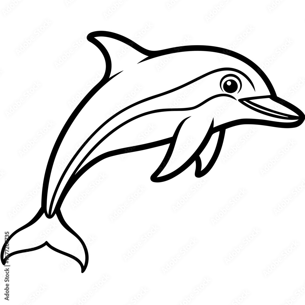 Obraz premium Minimal Dolphin Outline Vector Design