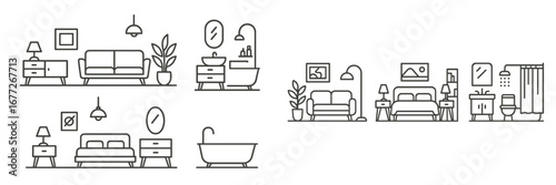 Interior Design Line Art Icons