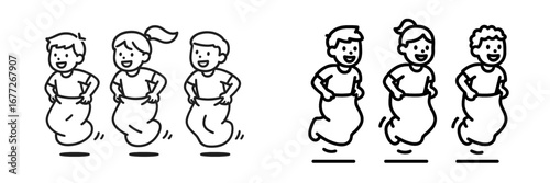 Children playing sack race