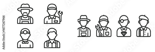 Diverse Professions Line Art Icons