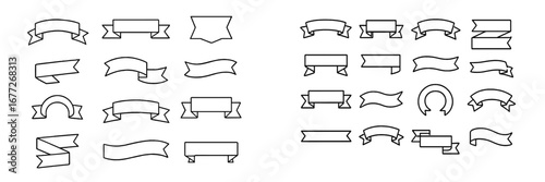 Collection of ribbon banners and labels