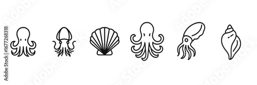 Collection of marine life icons