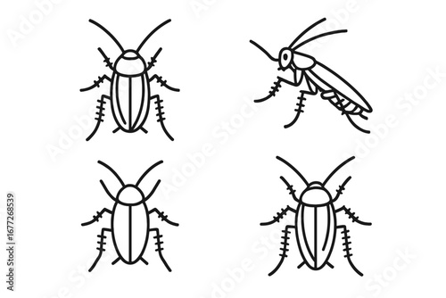 Cockroach line art icons