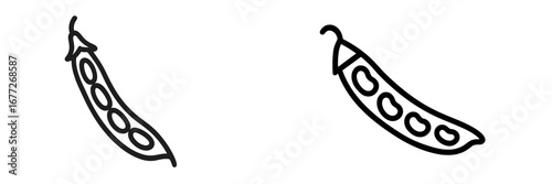 Pea pod outline with multiple peas inside