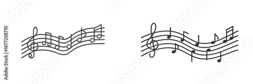 Musical notes on a staff with treble clef