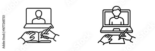 Online learning and note taking icon